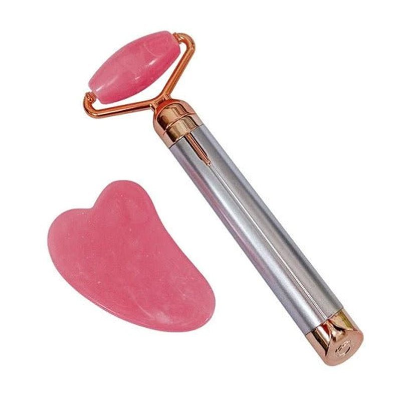 Rodillo Masajeador Facial Vibración Jade Guasha Linfático - LhuaStore