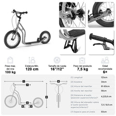 Scooter Bicicleta Yedoo Wzoom Lime Aro 16/12 Niños - LhuaStore