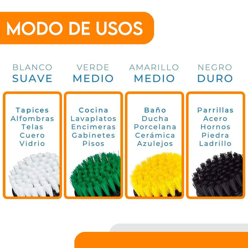 Set De Cepillos De Limpieza Para Taladro Blanco