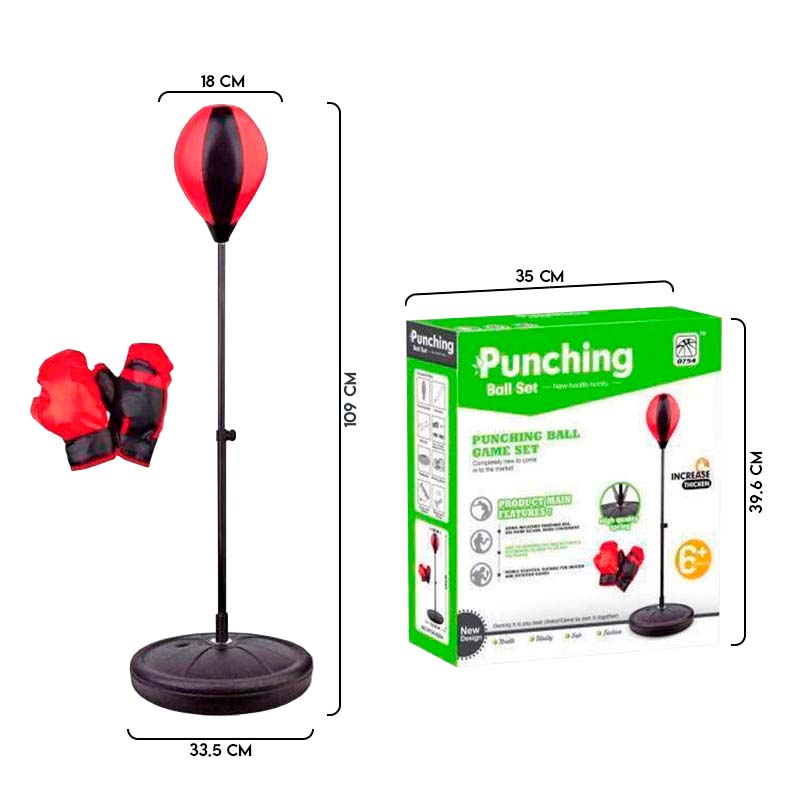 Set De Boxeo Puching Ball 109 cm Niños Altura Ajustable - LhuaStore