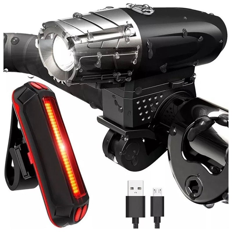 Set De Luces Led Delantera Y Trasera Para Bicicleta Recargable Impermeable - LhuaStore