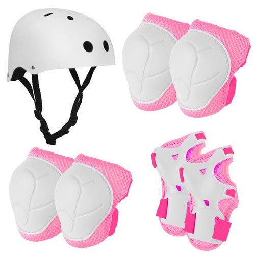 Set De Protección Niña Blanco Casco Rodillera Codera Muñequera - Lhua Store
