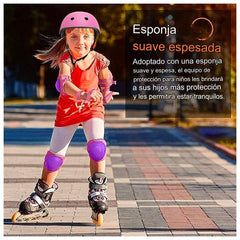 Set De Protección Niña Rosado Casco Rodillera Codera Muñequera - LhuaStore