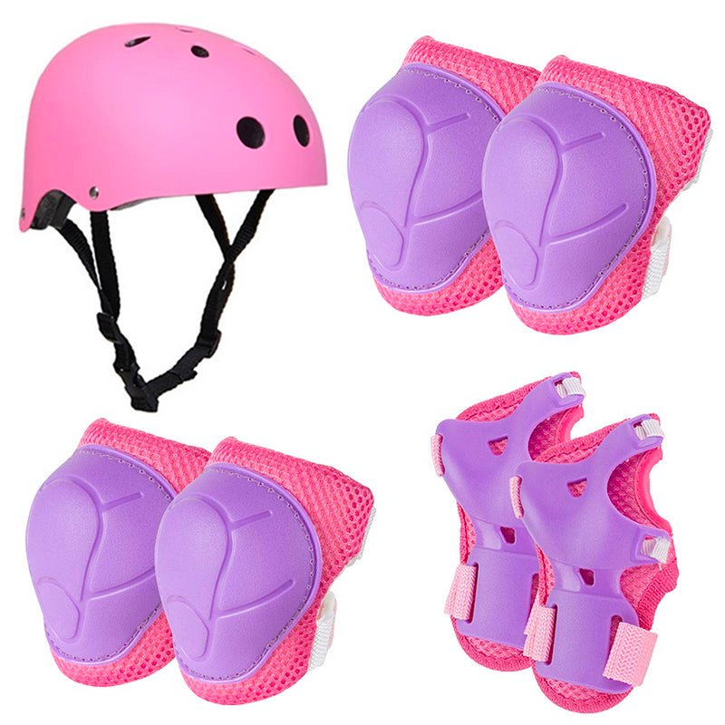 Set De Protección Niña Rosado Casco Rodillera Codera Muñequera - LhuaStore