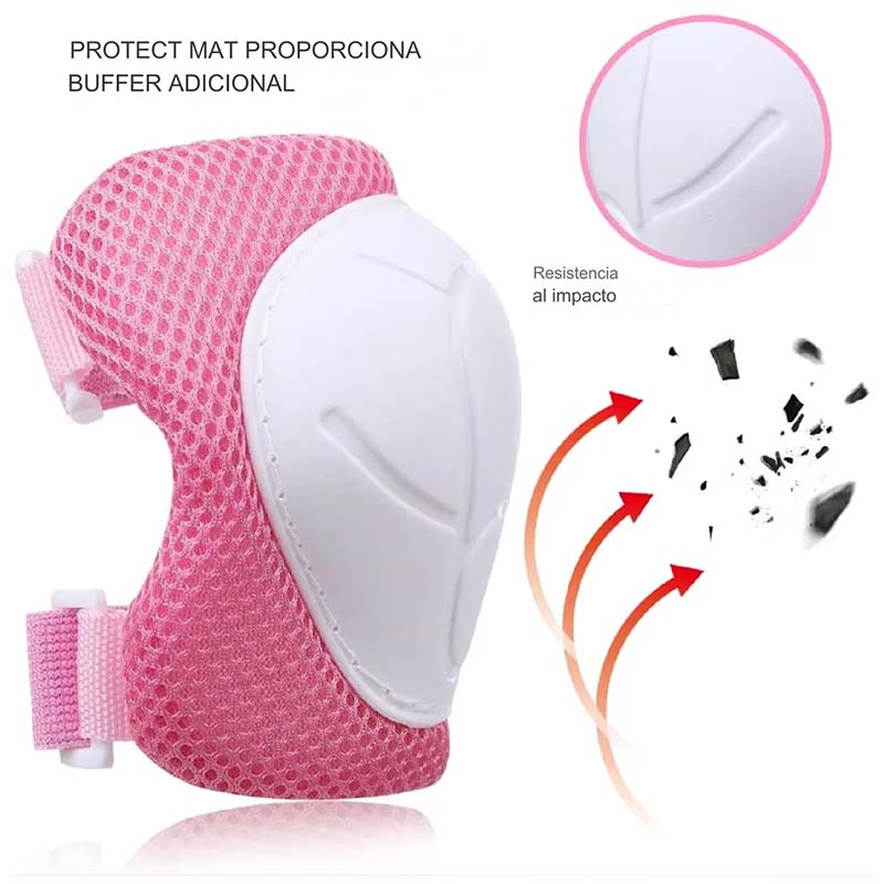 Set De Protección Niños Rosado Rodillera Codera Muñequera - LhuaStore