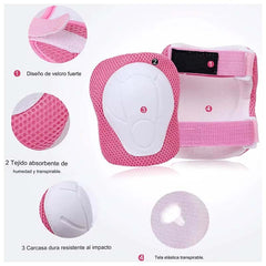 Set De Protección Niños Rosado Rodillera Codera Muñequera - LhuaStore