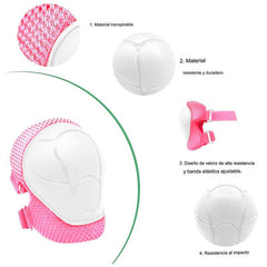 Set De Protección Niños Rosado Rodillera Codera Muñequera - LhuaStore