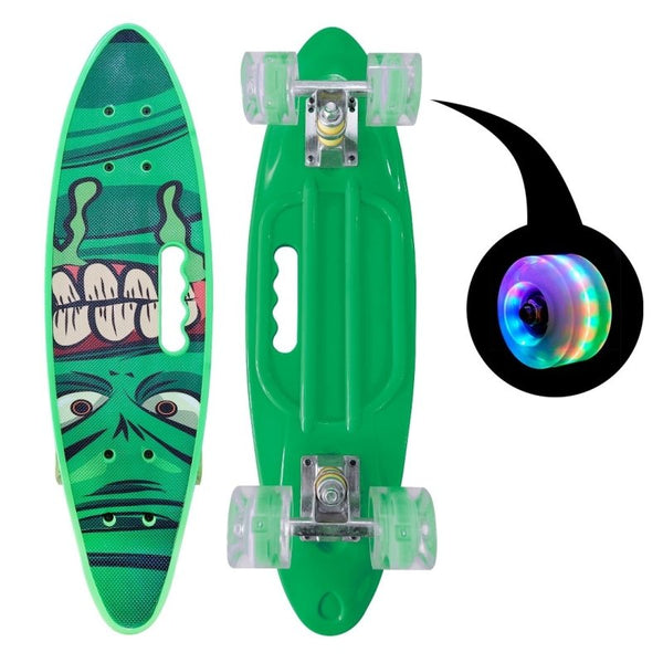 Skate Penny Cruiser Patineta Green Monster Ruedas Led Niños