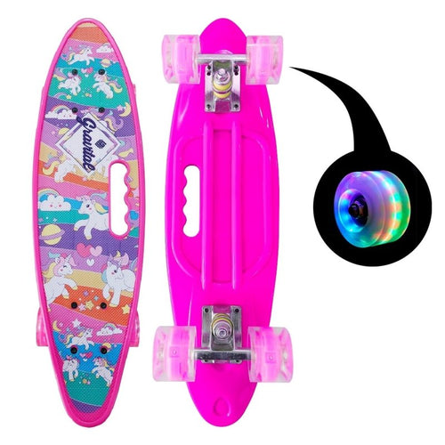 Skate Penny Cruiser Patineta Unicornio Pink Ruedas Led Niños - LhuaStore