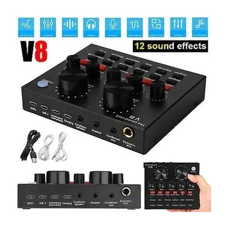 Tarjeta Sonido V8 Usb Mezclador Interfaz Audio Stream - LhuaStore