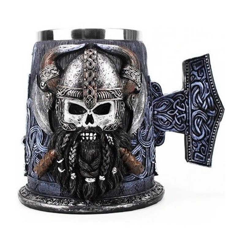 Taza Tazon Mug Calavera Vikingo Acero Inoxidable 600ml - LhuaStore